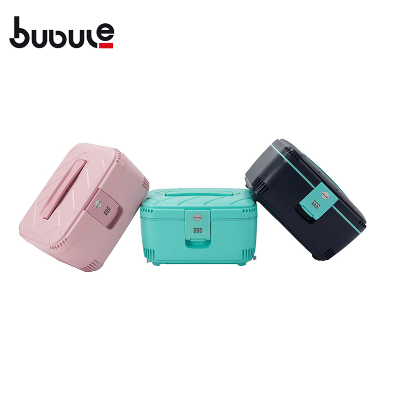 BUBULE EL14 14" Wholesale Pink Fashion PP Cosmetic Box Makeup Case Bag with Lock