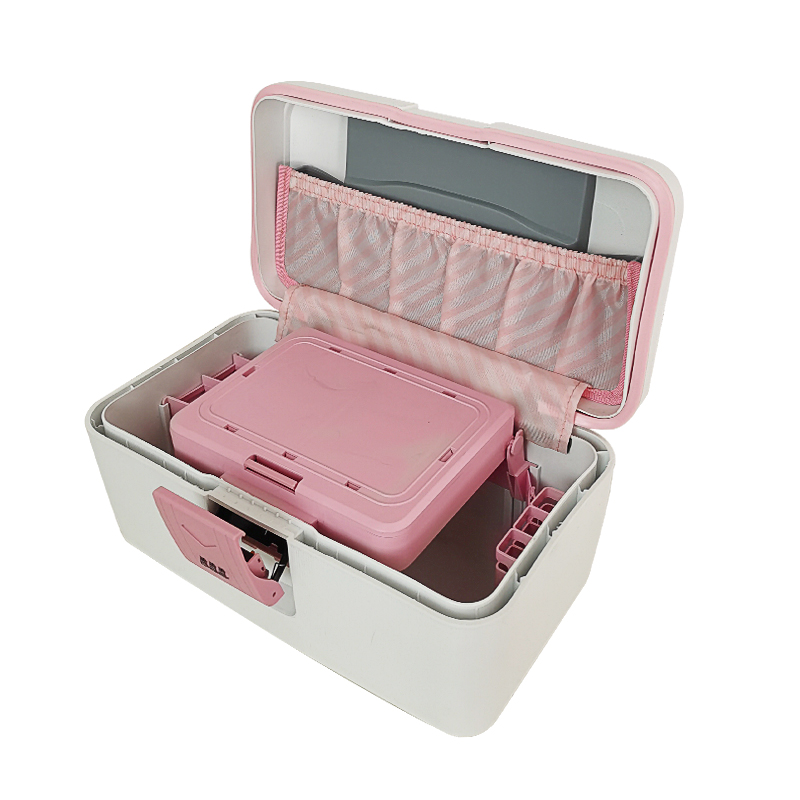 BUBULE 14" PP Lock Cosmetic Box Women Makeup Case Bag for Travel